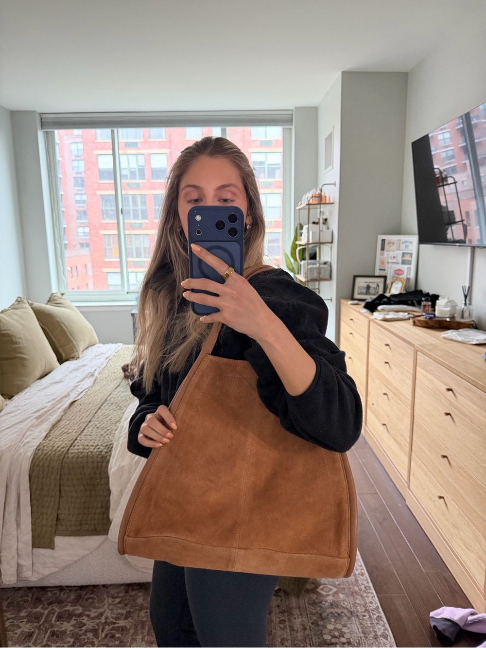 ASOS Tan Suede Tote Shoulder Bag - Picture 5 of 7
